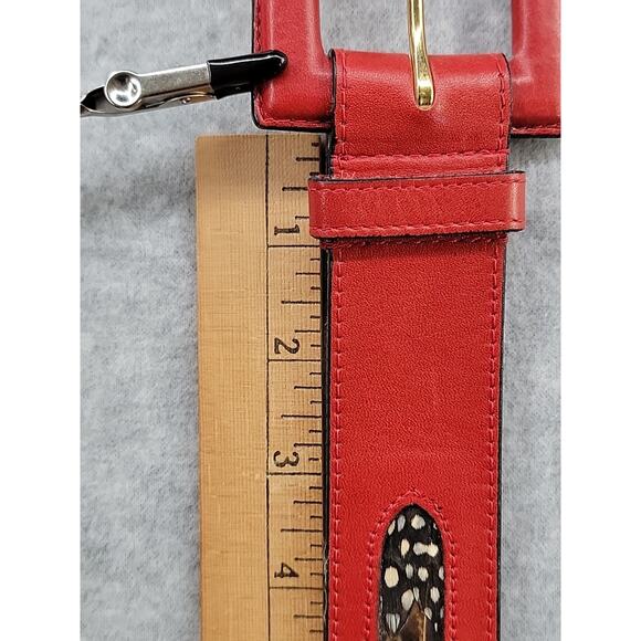 Roncelli Vintage Red Leather Feather Belt Small Boho Southwest Native Style Rare - Picture 13 of 16